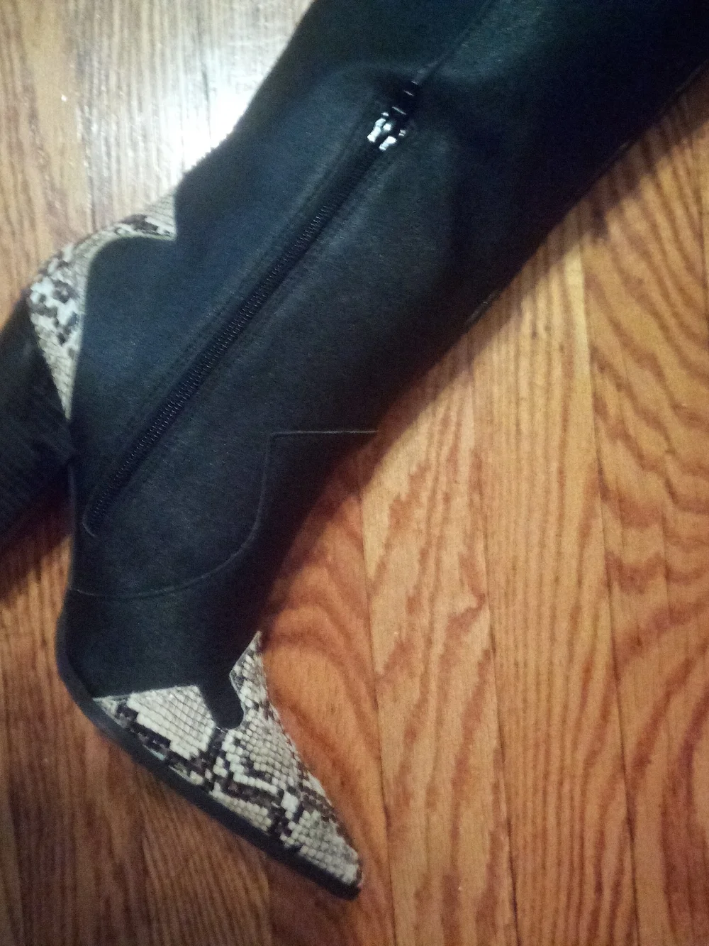 Western Boots Black Over-the-Knee with Snake Print US 10.5 - UK 8